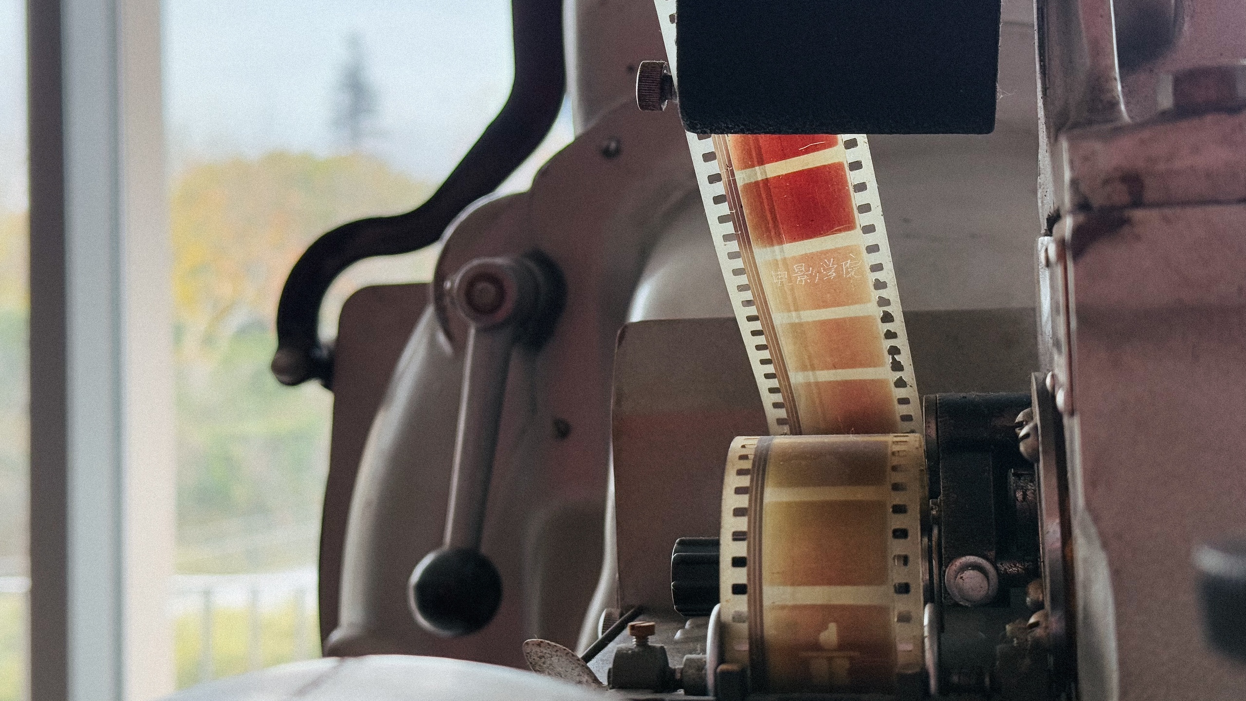 Movie projector on display in the School of Arts